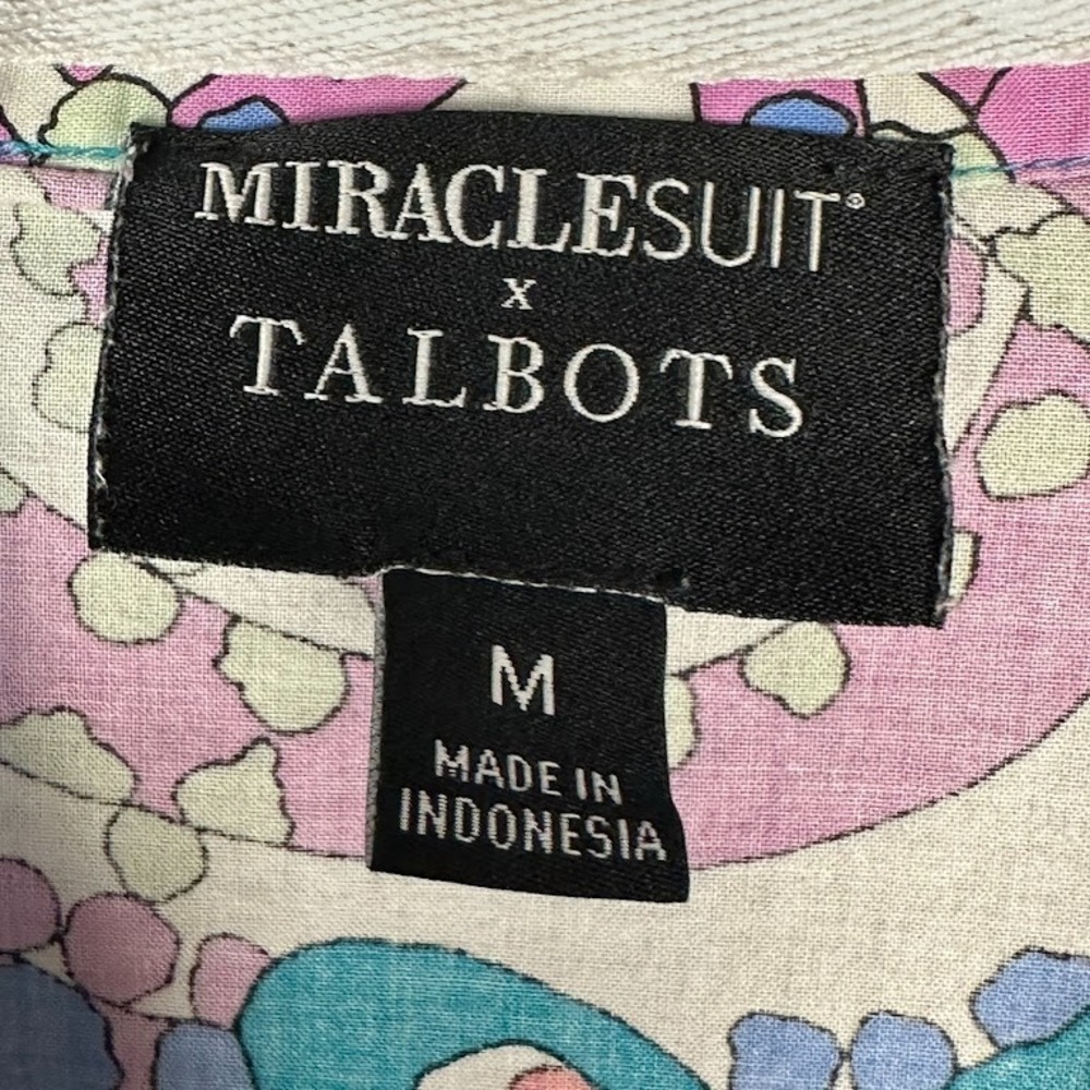 Miraclesuit X Talbots Shirt Dress Coverup Womens Medium Purple Tropical Resort - Picture 10 of 14